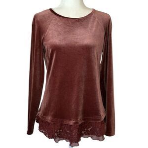 Sundance Velvet Top with Lace. Mauve. Size Small. Great Condition!!